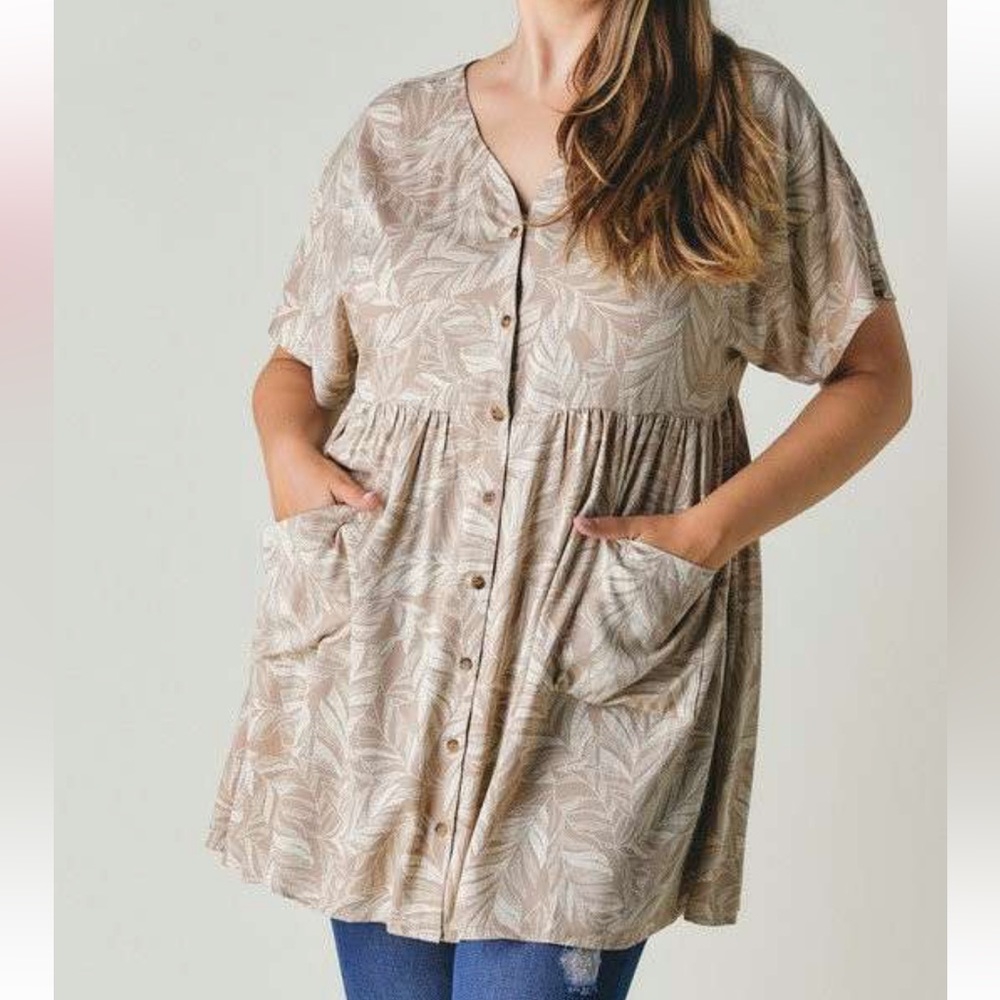 Women’s Light Brown Botanical Tunic Top